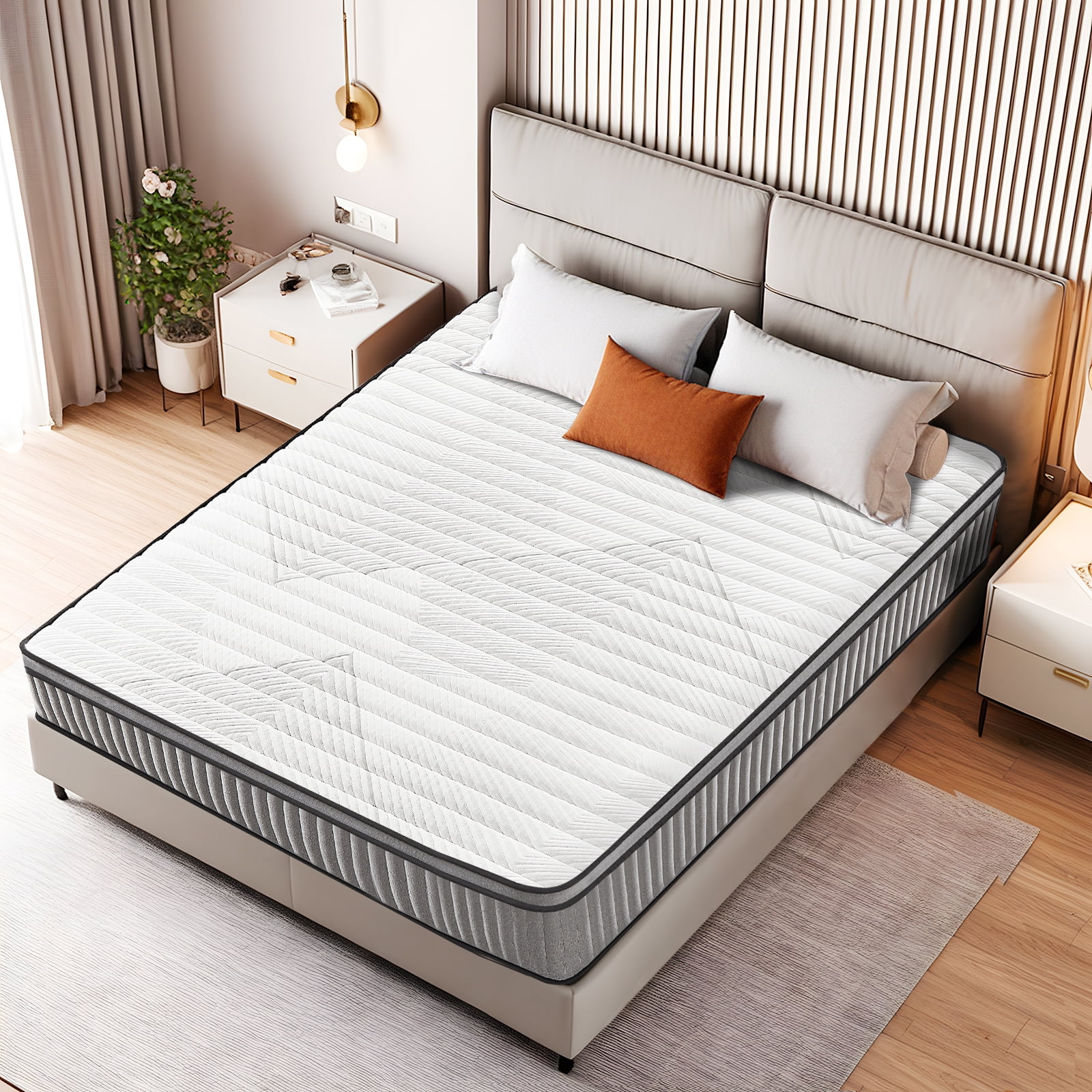 VFD 12" Full Hybrid Mattress in a Box, Gel Memory Foam with Individually Wrapped Pocket Coils, Medium Firm, Pressure Relief, Cooling Sleep Support