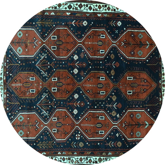 Ahgly Company Indoor Round Persian Light Blue Traditional Area Rugs, 3' Round