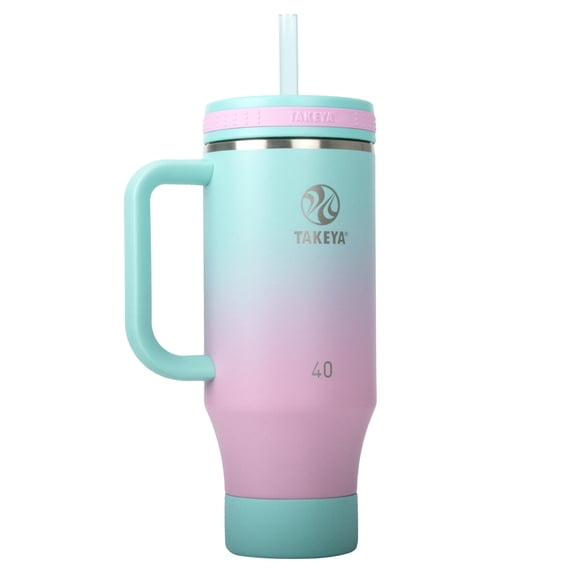Vaso Takeya con mango, 1,2 L, posavasos y 2 pajitas SS
