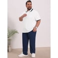 thumbnail image 2 of DARING DIVA Men's Big Tall Contrast Color Short Sleeve Button Down Polo XL White, 2 of 7