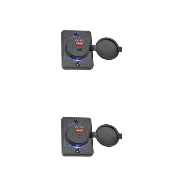 Bearachild Toma de corriente para coche, reemplazo de actualización modificado, antiflaming, 18W, PD, USB 3,0, adaptador de carga, accesorios de Luz azul 2piezas