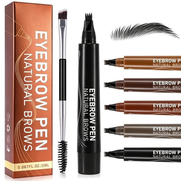 Eyebrow Pen,multiple colors,4 Fork Tip for 3D Natural Eyebrow, Hair Line, Beard Line,Waterproof - Last All Day - Liquid Eyebrow Pencil