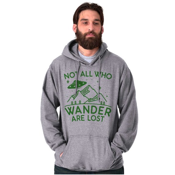Not All Who Wonder Are Lost UFO Cute Unisex Plus Fleece Graphic Hoodie Brisco Brands 2X