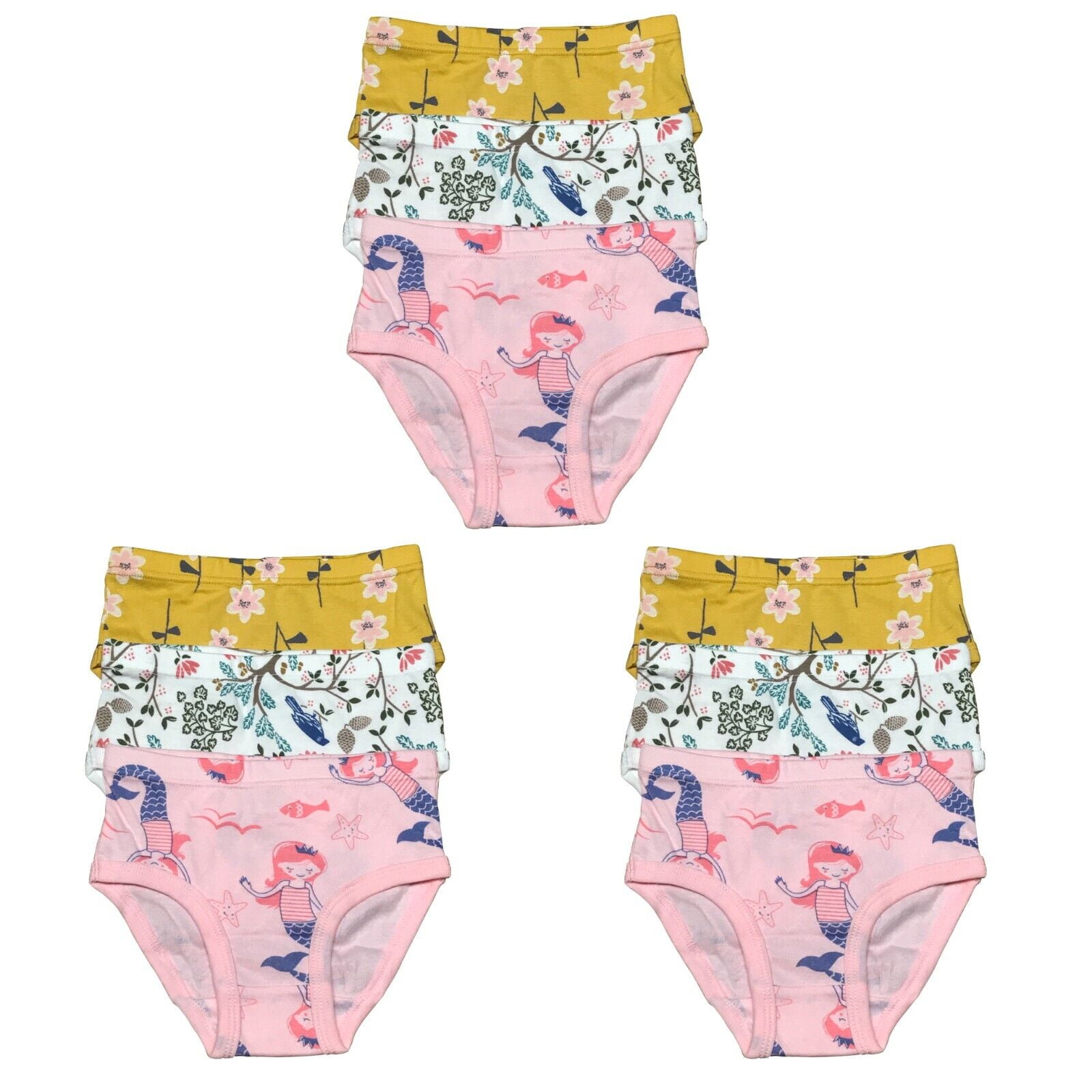 9 Pack Toddler Little Girls Kids Cotton Briefs Underwear, Hipster