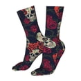 thumbnail image 5 of Fuzoiu Roses Skulls Print Crew Socks,Casual Athletic Gym LightWeight Thin Socks,Casual Crew Socks for Men Woman,Calf Length Crew Socks, 5 of 7