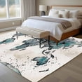 thumbnail image 4 of Area Rug for Living Room, Vintage Map Non-Slip Indoor Large Carpet for Bedroom/Dining Room, Teal Flowers Color Block Abstract Washable Low-Profile Rectangle Floor Runner Rugs - 5 x 7 Ft, 4 of 8