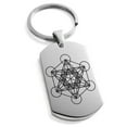 thumbnail image 1 of Stainless Steel Metatron’s Cube Engraved Dog Tag Keychain Keyring, 1 of 1