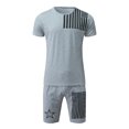 thumbnail image 4 of Vedolay Workout Short Set Men Summer Casual Short Sets Lace Short Sleeve Shirt Elastic Waist Shorts 2 Piece Outfits,Blue 3XL, 4 of 4