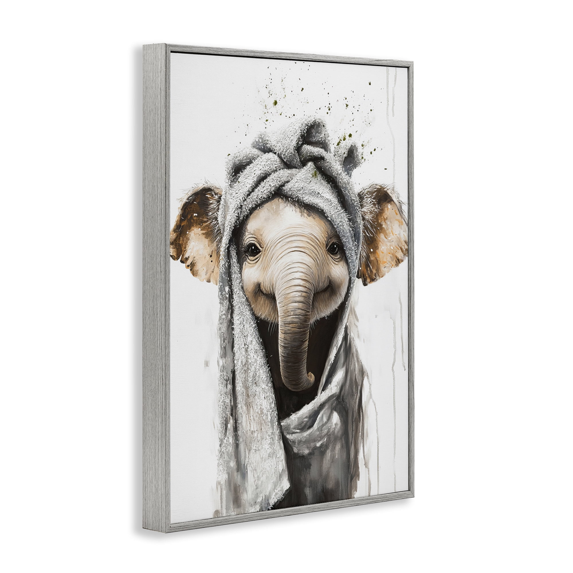 Stupell Industries Squeaky Clean Elephant Gray Framed Giclee Art, design by Tina LeCour