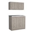 thumbnail image 1 of FM FURNITURE Perseus 2-Shelf Engineered Wood Cabinet Set in Light Gray, 1 of 8