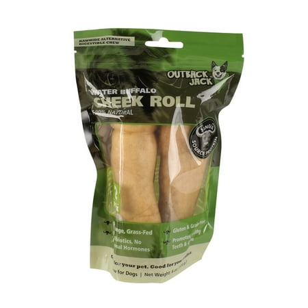 Outback Jack Water Buffalo Cheek Roll Dog Treat 2 (Best Hot Dog Rolls)
