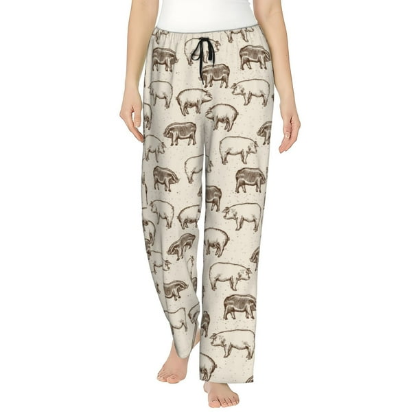 Balery Vintage Farm Pigs Pantalones de pijama para mujer, pijamas ultraligeros, pantalones de estar por casa-3X-Large
