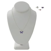 Women's Purple Butterfly Pendant Necklace and Ring Set