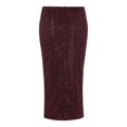thumbnail image 7 of Women's Sequin Bodycon Pencil Skirt, High Slit with Zipper Detail, Glamorous Midi Skirt for Evening Parties or Night Out, Wine - XL, 7 of 7