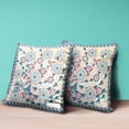thumbnail image 3 of 18" Glory of Flowers Peacock Broadcloth Blown and Closed Pillow Off White Fabric, 3 of 5
