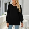 thumbnail image 5 of Annhoo Going out Tops for Women Fall Casual Pleated Crewneck Long Sleeve T-Shirts Ladies Basic Solid Color Blouses, 5 of 7
