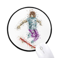 thumbnail image 1 of Sport Skiing Skis Cartoon Style Illustration Mouse Pad Desktop Office Round Mat for Computer, 1 of 2