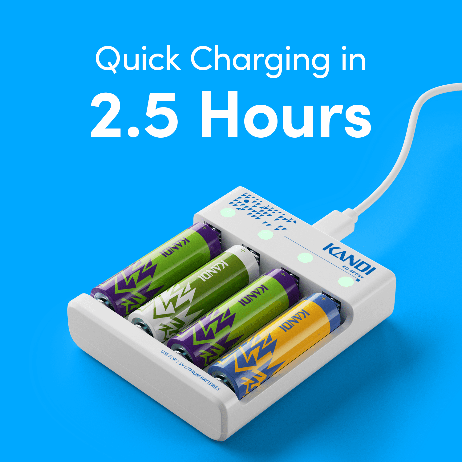 Kandi AA Lithium Rechargeable Batteries 12 Pack-Waffle
