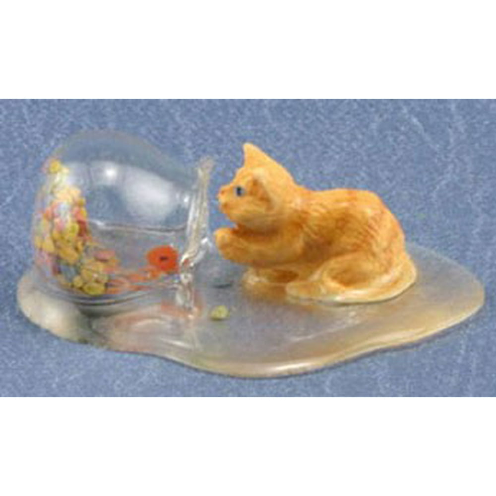 Dollhouse Kitten Tipping Fish Bowl