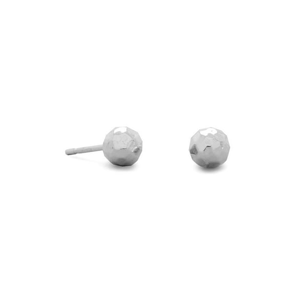 Hammered 925 Sterling Silver 4mm Ball Post Earrings Ball Earring for Women