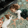 thumbnail image 6 of 5x7 Washable Scalloped Green Rug, Non-Slip, Stain-Resistant Low-Pile Vintage Floral Rug for Dining Room, Living Room, office, Bedroom -Green, 6 of 9