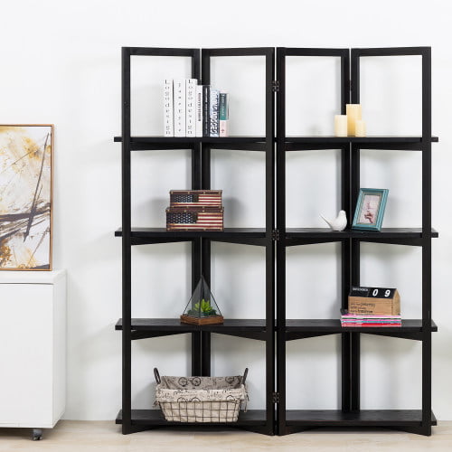 Mygift 4 Panel Open Bookcase Style, Crate And Barrel Elements Reversible Bookcase