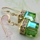 thumbnail image 3 of 2 piezas de pendientes de joya hechos de aleación verde y piedras preciosas artificiales, pendientes colgantes de hilo francés, regalo de joyería para madre, 3 of 5