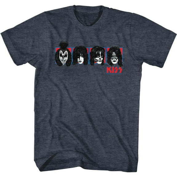 Kiss Squares Navy Heather Adult T-Shirt