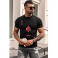 thumbnail image 3 of ABPHQTO Camiseta de manga corta con estampado de patrón de póquer negro para hombre, 3 of 5
