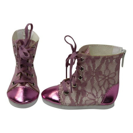 Dream Big Wholesale Doll Clothes Arianna Pink Metallic N Lace Hi Top