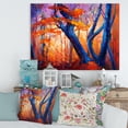 thumbnail image 2 of Designart ' Abstract Blue Silhouettes Of Trees In Orange Autumn Forest ' Farmhouse Canvas Wall Art Print, 2 of 4
