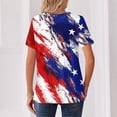thumbnail image 5 of IYYVV July 4Th Short Sleeve T-Shirt for Women V-Neck Star Graphic Tees Henley Summer Shirt Casual Loose Fit Tops Blue L, 5 of 5