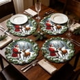 thumbnail image 6 of 4 Pack Christmas Themed Round Placemats,Washable Heat Resistant Table Mats, Holiday Dinner Party Table Decor, 6 of 6