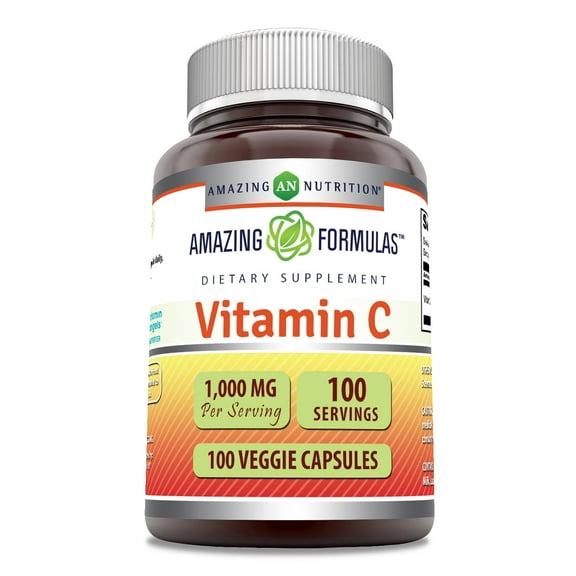 Amazing Formulas Vitamin C 1000 Mg Per Serving 100 Veggie Capsules Supplement | 100 Servings | 100 Veggie Capsules
