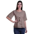thumbnail image 2 of Moomaya Haut Col Rond Imprimé pour Femme Blouse Manches Coude Tunique Formal Wear, 2 of 5