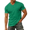 thumbnail image 3 of Mens T-shirts Short Sleeve V Neck Pocket Tee Solid Color Slim Fit Casual Summer Top Green XXXXXXL, 3 of 10