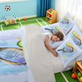 thumbnail image 4 of Manfei Boys Girls Tennis Twin Bedding, Sport Bedding Comforter Set, LightBlue Yellow Black, Gray Reversible 7 Pieces, 4 of 6