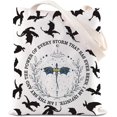 thumbnail image 1 of ENSIANTH Dark Romance Reader Gift Dragon Lover Tote Bag Violet Sorrengail Fantasy Reader Gift Dragon Rider Shopping Bag, 1 of 5