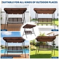 thumbnail image 4 of Outdoor Swing Chair with Adjustable Canopy – Triangular Support, Sturdy Steel Frame for Enhanced Safety – Perfect for Porch, Garden, Patio – Brown Outdoor Furniture, 4 of 8