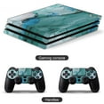 thumbnail image 2 of Decal Skin for PS4 Slim / PS4 Pro / PS4, Whole Body Vinyl Sticker Cover for Playstation 4 Console and Controller (Marble Pattern Blue Gold-1), 2 of 5