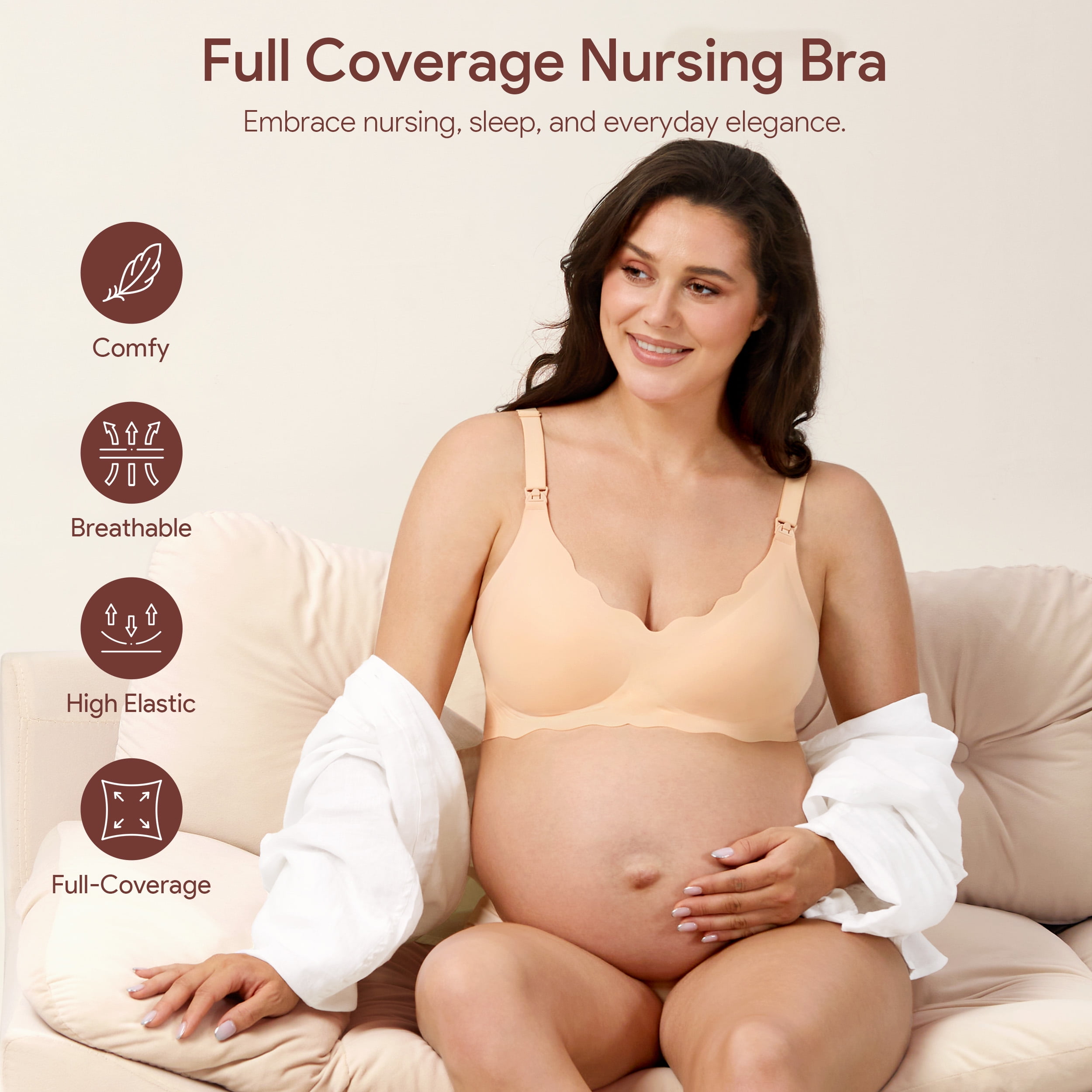 HBlife 3 Pack Nursing Bras for Breastfeeding Ultra Comfort Seamless Maternity Bra Pack Wireless Pregnancy Bralette Bra Extender