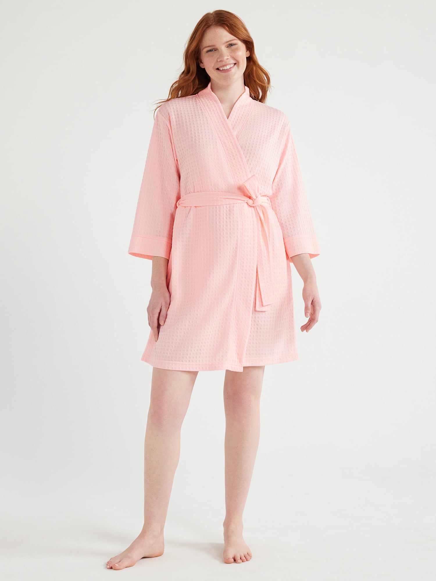 Joyspun Women’s Waffle Kimono Robe, Sizes S to 3X