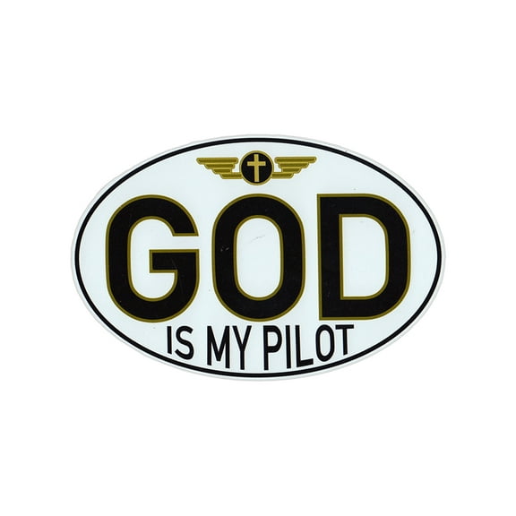 Magnetic Bumper Sticker - God Is My Pilot - Oval Shaped Religious Magnet - 6" x 4"