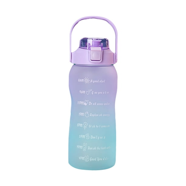 Botella de agua de 1500 ml con marcador Mango de paja Botella de agua de gran capacidad a prueba de Tomshoo Morado