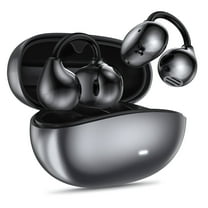 Cshidworld Clip on Earbuds, Open Ear Headphones Wireless, Bluetooth 6.0 with Mic, 50H Playtime, Waterproof, Noise Cancelling, Small-Ear Fit, Lightweight for Gym Running Sport, Black