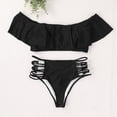 thumbnail image 4 of Kcodviy Women's Ruffled off Shoulder Teen Swimming Suits Tight Solid Color Split Women Skirt Suit Size 16 Swimwear Swimsuit Beachwear Set, 4 of 6
