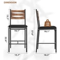 thumbnail image 2 of Set of 2 faux leather forrado bar stools con back footrest y thick cushion counter height para kitchen island apartment-brown, 2 of 7