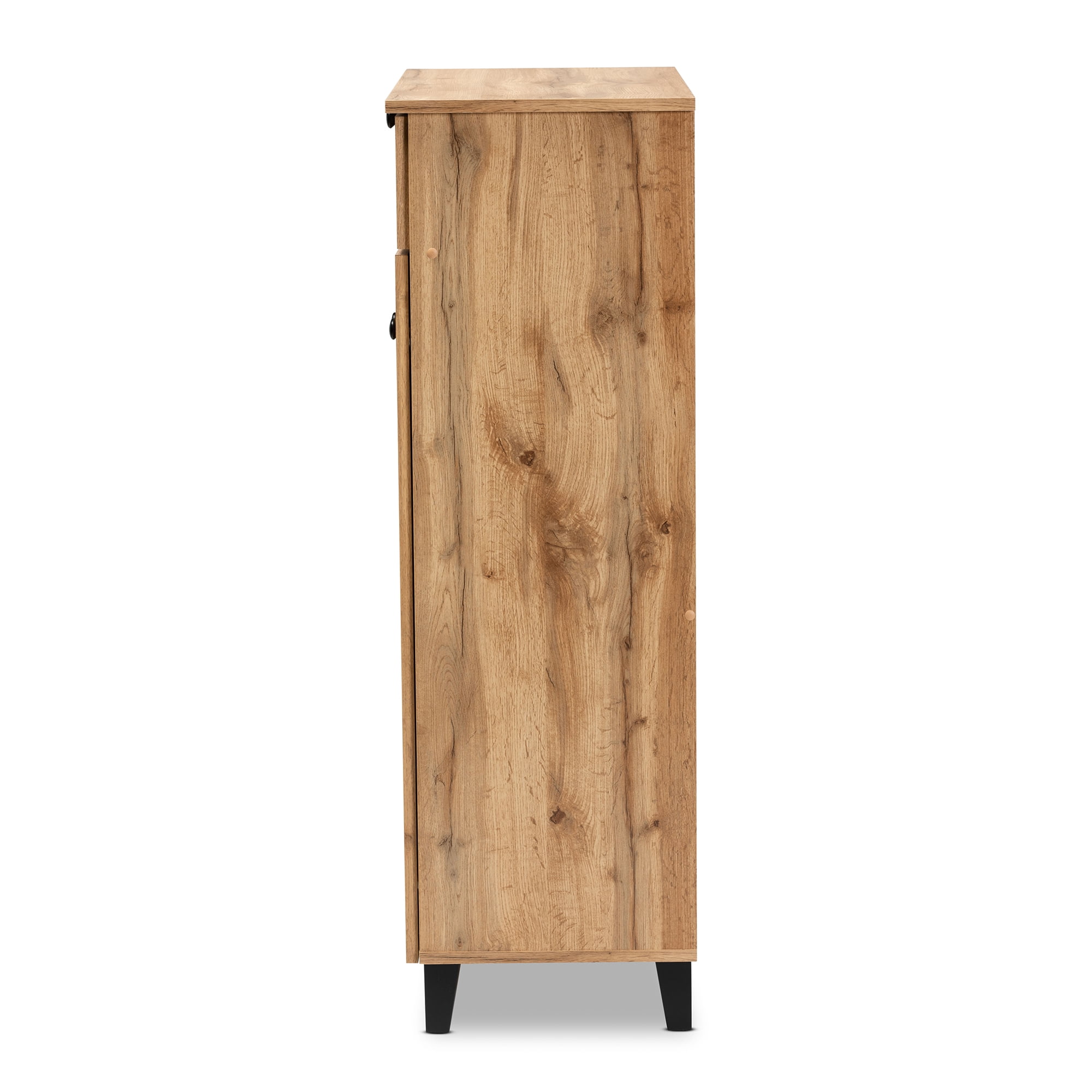 Baxton Studio Coolidge Modern and Contemporary Oak Brown Finished Wood 5-Shelf Shoe Storage Cabinet