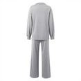 thumbnail image 6 of HOWPAY Womens 2 Piece Outfits Long Sleeve V Neck Solid Color T-Shirt Wide Leg Pants Lounge Sets Lightweight Casual Y2K Sweatsuits Grey S, 6 of 6