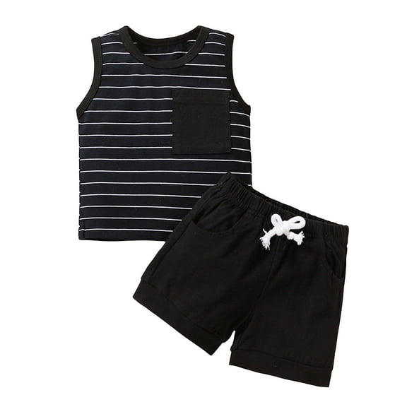 GXWEA Toddler Summer Clothes Toddler Boys Clothes Toddler Baby Boy Summer Outfit Short Sleeve T Shirt Top And Casual Shorts Set Cute Clothes Black 1-2 Years